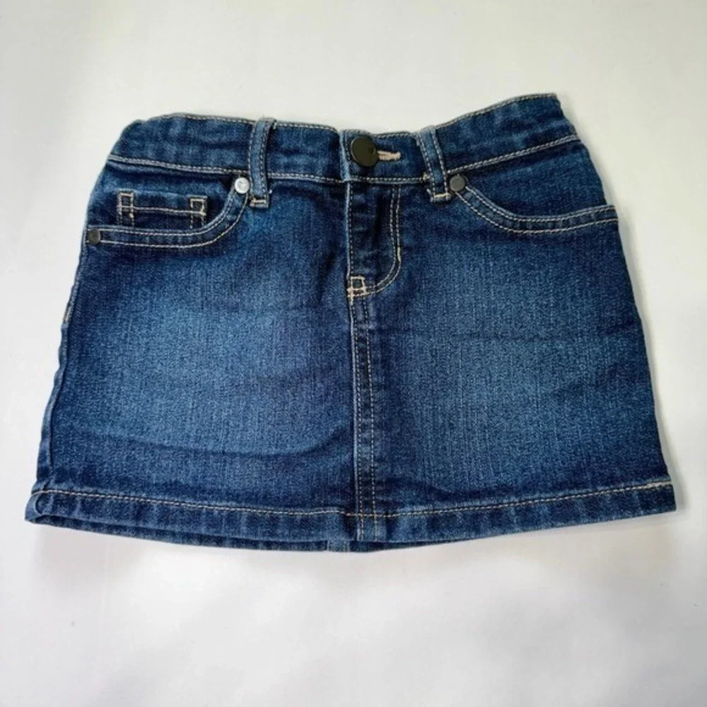 The Children's Place Denim Skirt Girls 4‎ Dark Blue Adjustable Waist Mini
